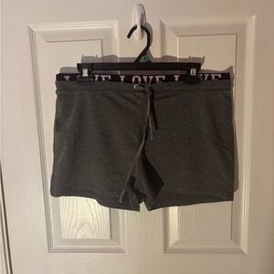 Gray Athletic Shorts with Love Waistband